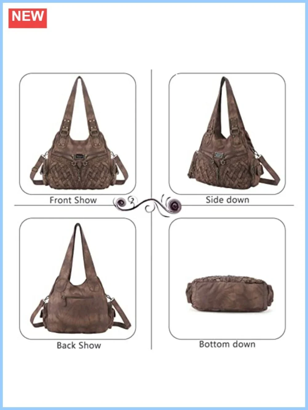 Large Hobo Shoulder Bag Women Anti-Scratch PU Leather Lightweight Tote Purse